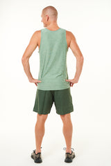 Back view of Men's Cool It Tee. Red running singlet. Technical tank top with to keep you cool.