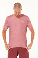 Men's Cool It Tee. Red running shirt that keeps you dry and cool.