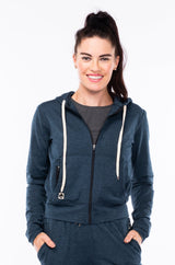 women's ultimate travel hoodie - indigo heather