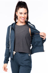 women's ultimate travel hoodie - indigo heather
