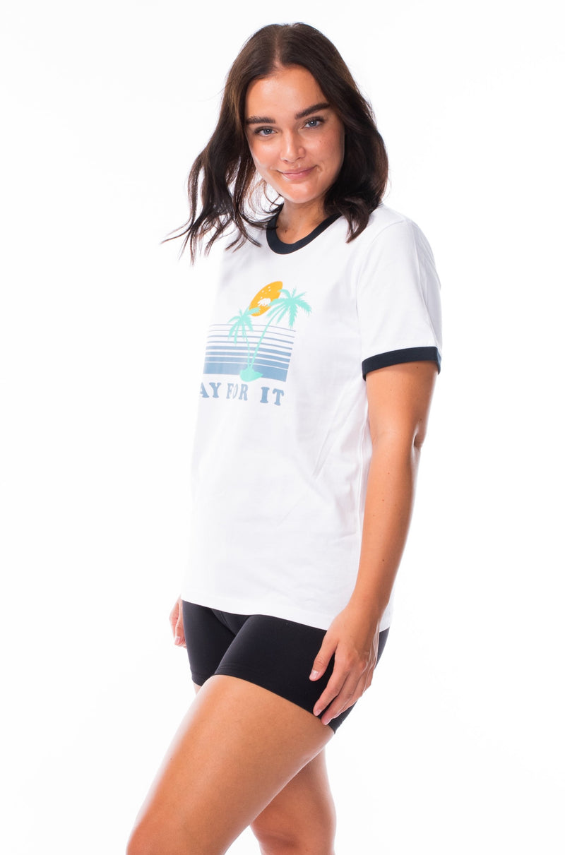 day for it ringer tee - white