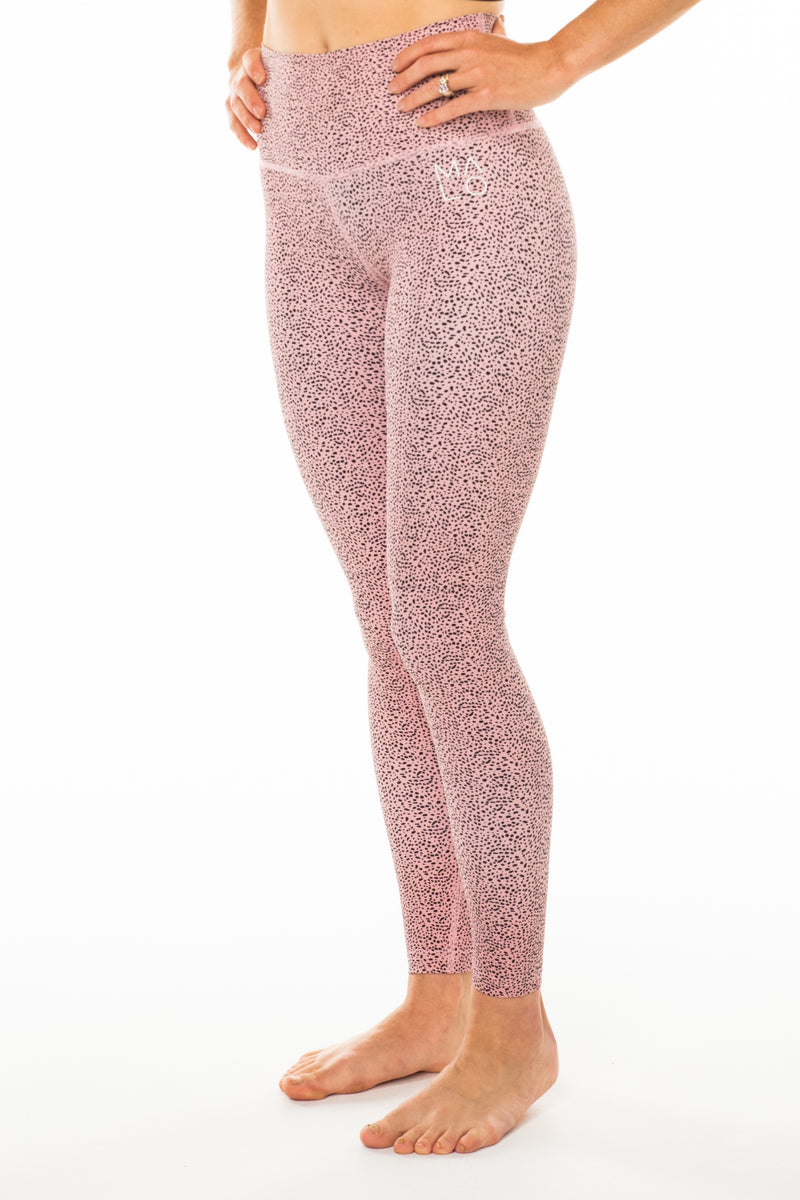 Baby Cheetah Hi Rise Luxe Leggings. Pink high-waisted leggings. Athleisure leggings.