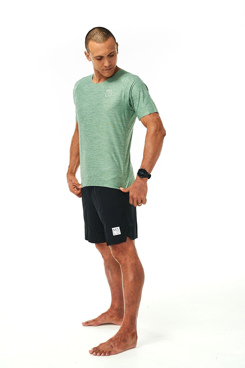 Men's Cool It Tee- Sagebrush. Breathable green workout tee. Sweat-wicking short sleeve shirt.