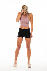 Women's Black PR Shorts. High-waisted workout shorts. Women's running shorts with light compression.