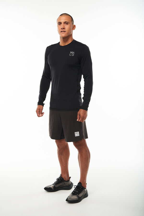 Men's Endure Long Sleeve. Black long sleeve shirt for running. Lightweight workout shirt.