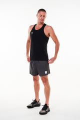 Men's Black Reflect Noosa Run Short. Black run shorts with mesh liner. Running shorts with 5.5 inseam.