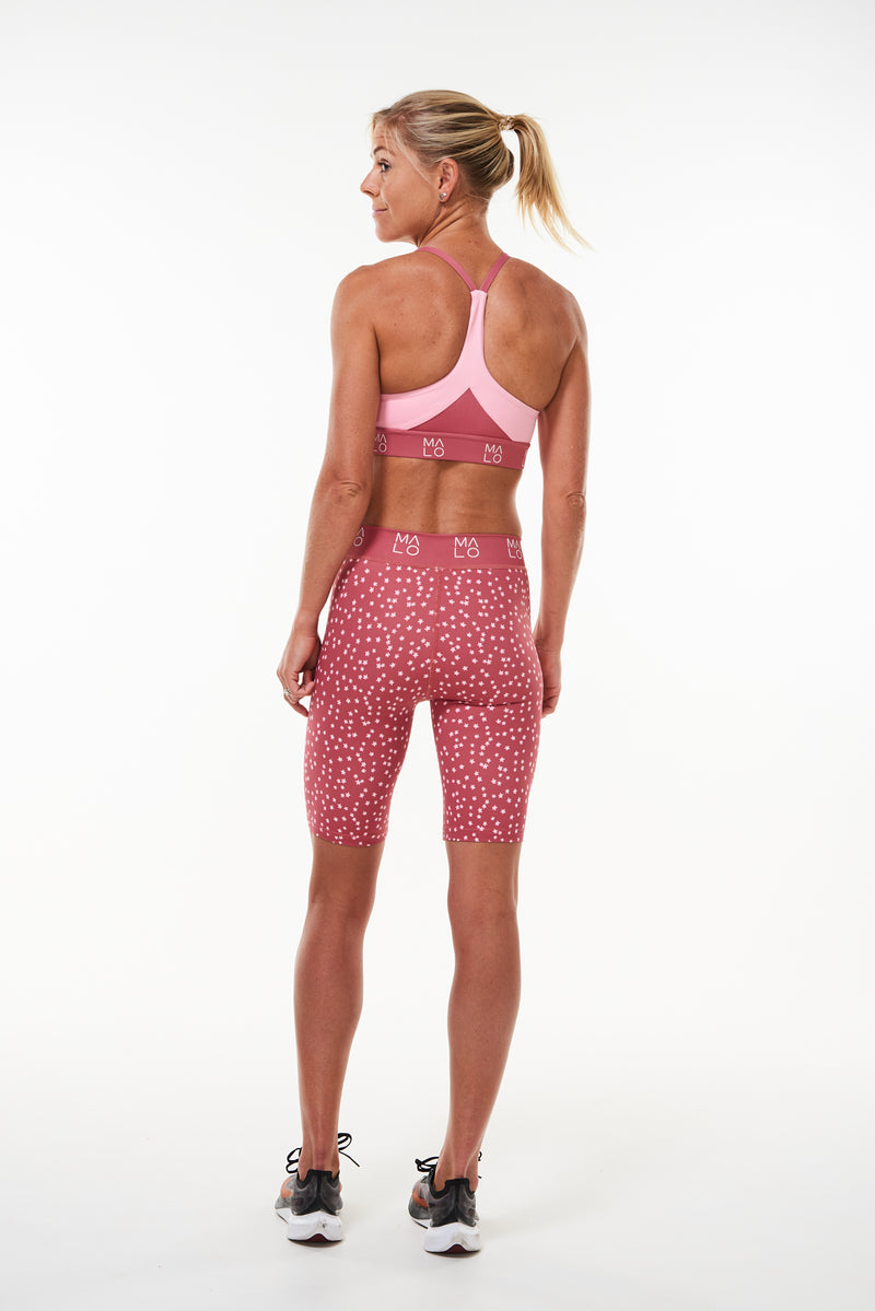 Back view Nantucket Bloom Pedal Pumpers. Long running shorts with light compression.