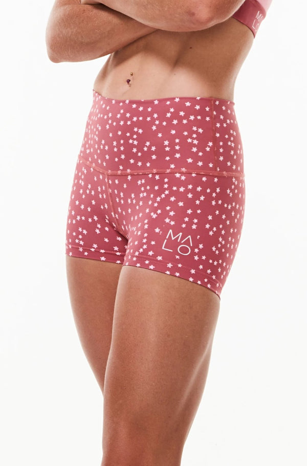 Right view Women's Nantucket Bloom PR Shorts. Pink short shorts for running, yoga, gym, and casual wear.